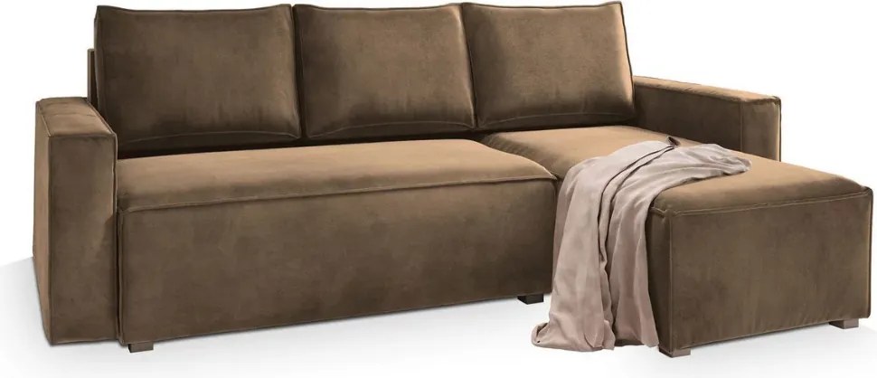AKCIA Svetlohnedá rozkladacia rohová pohovka CAVELO, obojstranná II. akosť