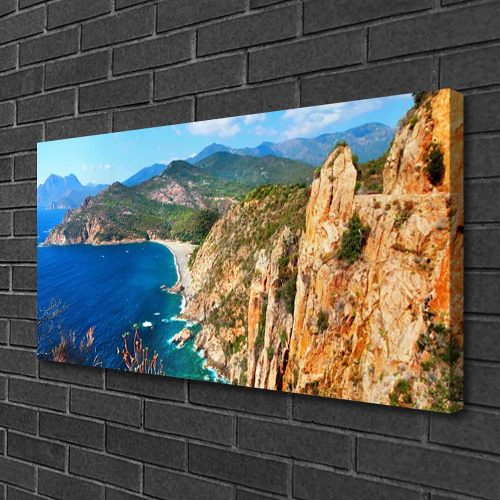Obraz Canvas Útes pobrežie more hory 125x50 cm