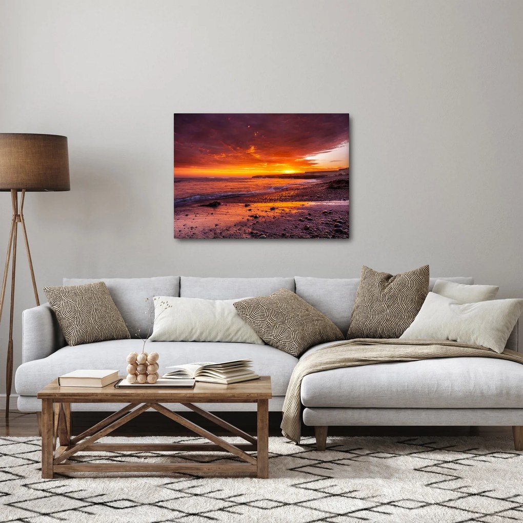 Obraz západu slnka pri mori (70x50 cm)