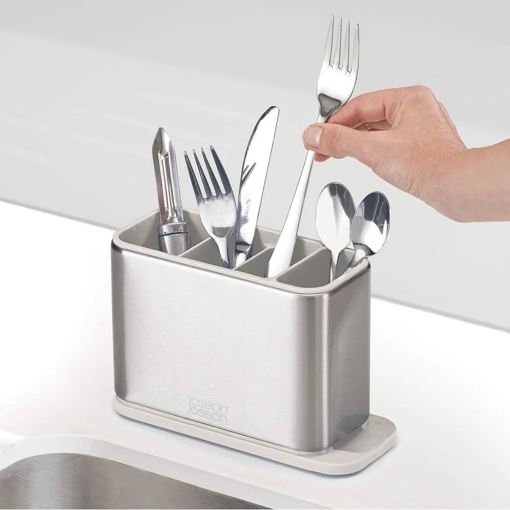 Kovový odkvapkávač na príbory v striebornej farbe Surface – Joseph Joseph