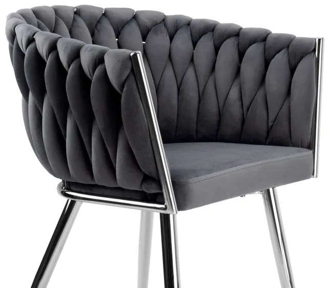 Jedálenská stolička COFTON zamatová, strieborná / grafitová