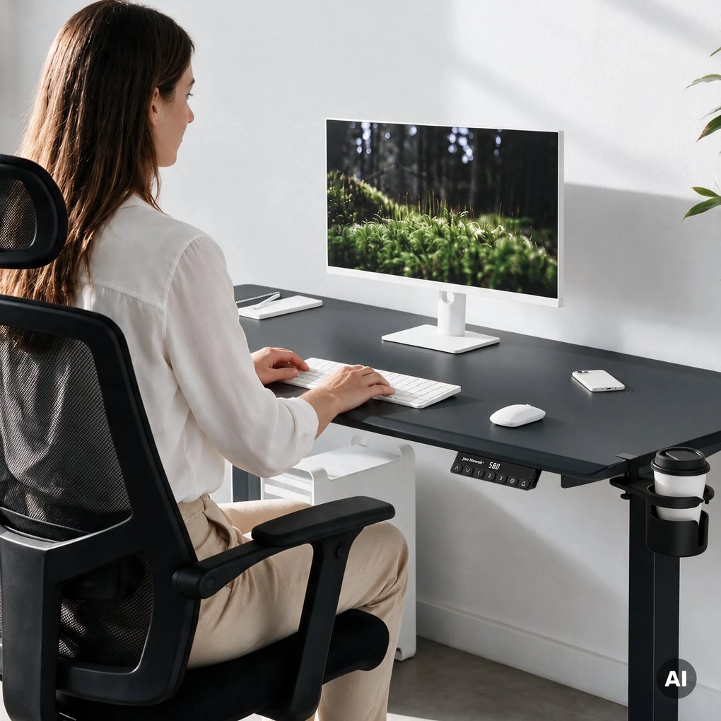 Elektrický stôl s reguláciou výšky ergonomický antracitový,1400x700 mm: ARIA