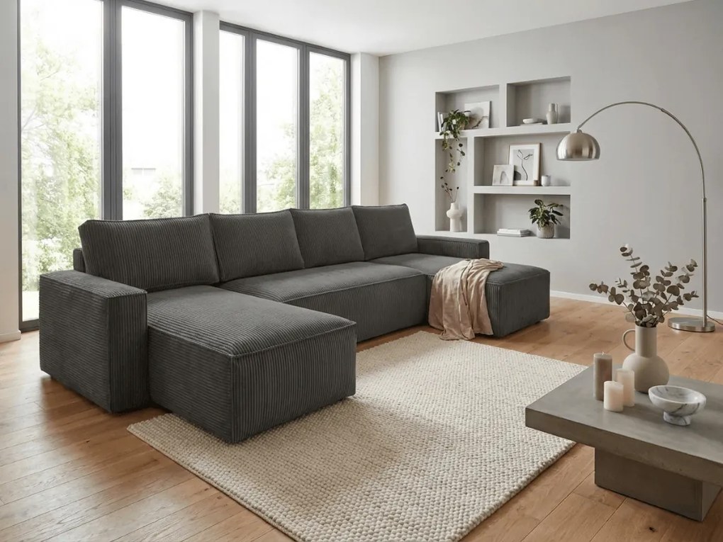 AKCIA Tmavo sivá sedacia súprava do U SMART COSARO 295x140 cm II. akosť