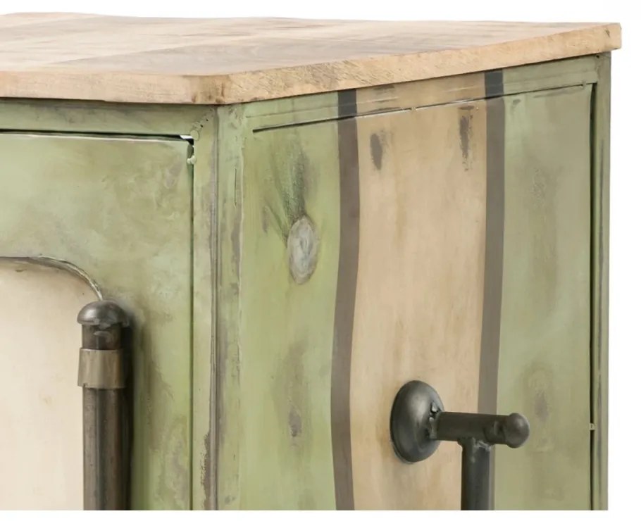 furniture-nabytek.cz - Masívny barový regál Gas Station z mangového dreva a kovu, lakovaný, zelený – 48×50×102 cm