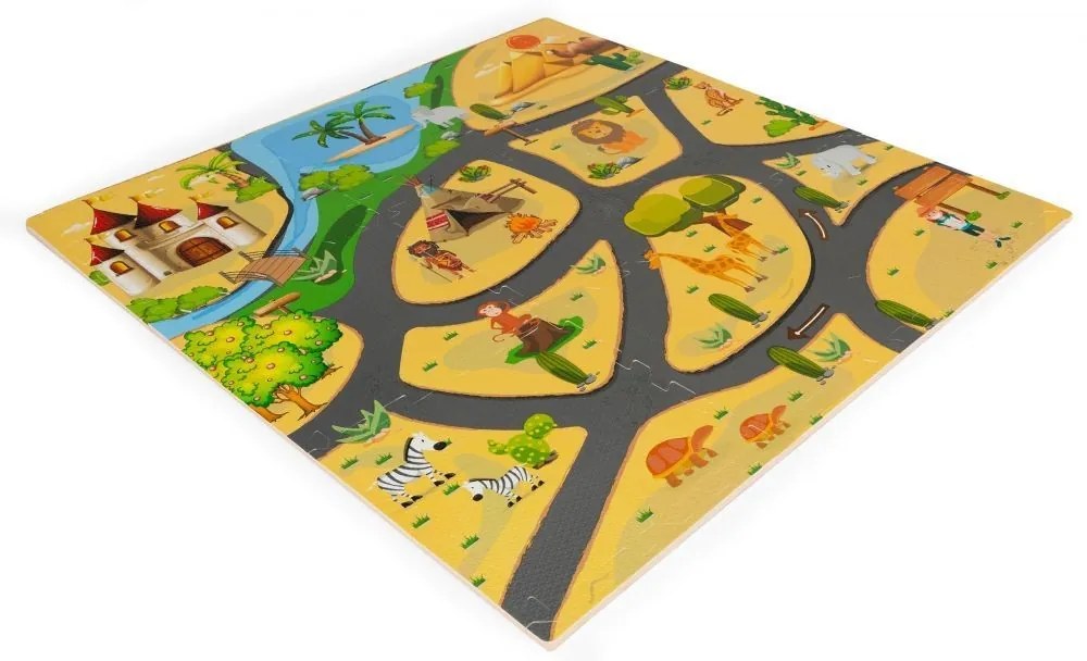 Veľká penová podložka pre deti s motívom safari 93 x 93 cm