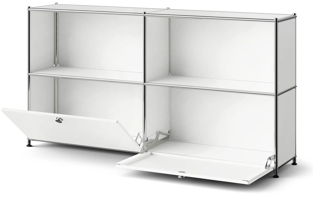 Kovový regál »CN3 Slim Line« s 2 nastaviteľnými výklopnými priečinkami, biely