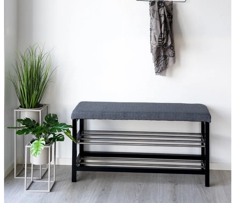 Dizajnová lavica Rhory 100 cm sivá / čierna