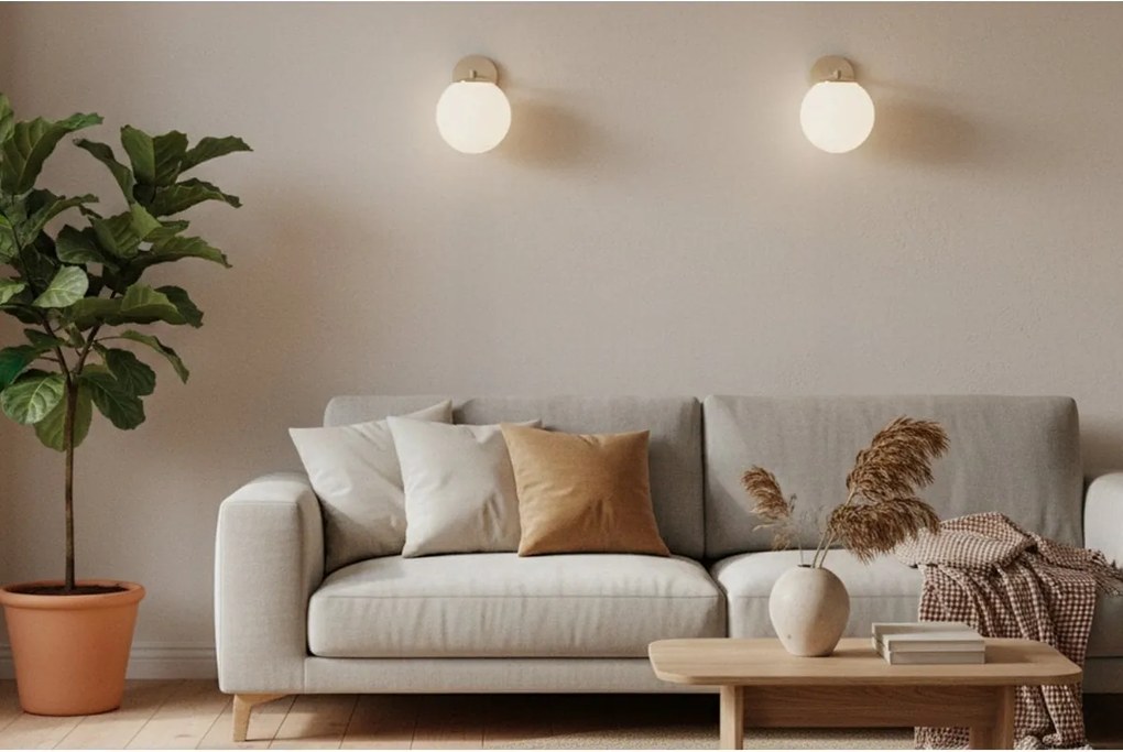 Nástenné svietidlo Florence 1, 1x biele sklenené tienidlo, be/g