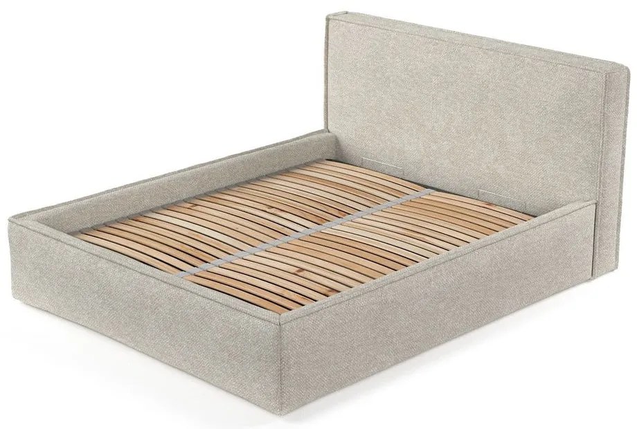 Svetlosivá čalúnená dvojlôžková posteľ s úložným priestorom s roštom 180x200 cm Lounge L – Maison de Rêve