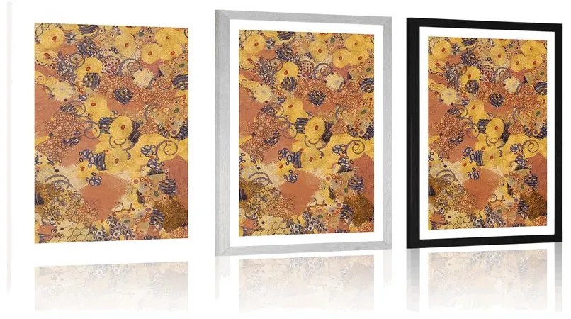 Plagát s paspartou abstrakcia inšpirovaná G. Klimtom - 40x60 white