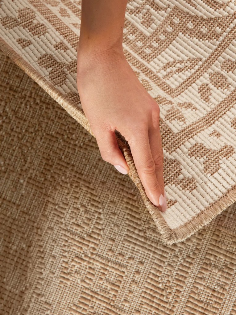 AKCIA: 200x290 cm Kusový koberec Duet Rosel 106252 Beige/White - na von aj na doma, béžová, chodba / predsieň, NORTHRUGS