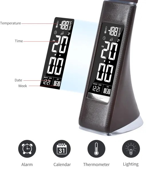 Immax 08948L-LED Stmievateľná stolná lampa s displejom LEATHER LED/7W/230V hnedá