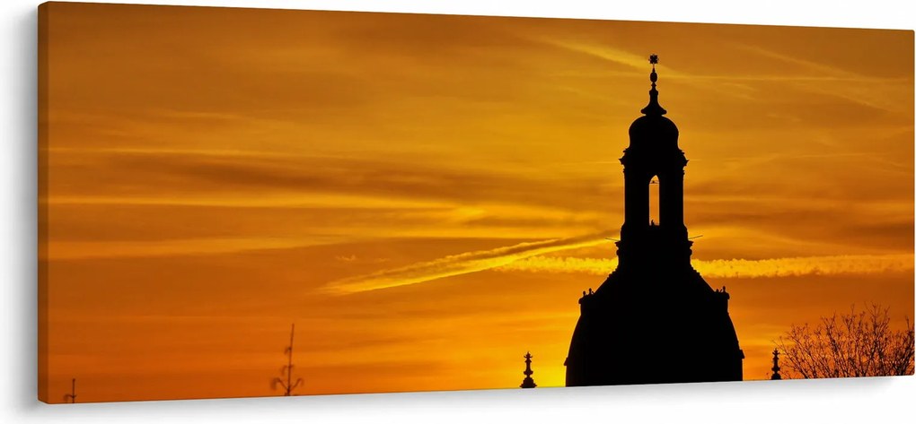 Obraz kostola pri západe slnka (120x50 cm)