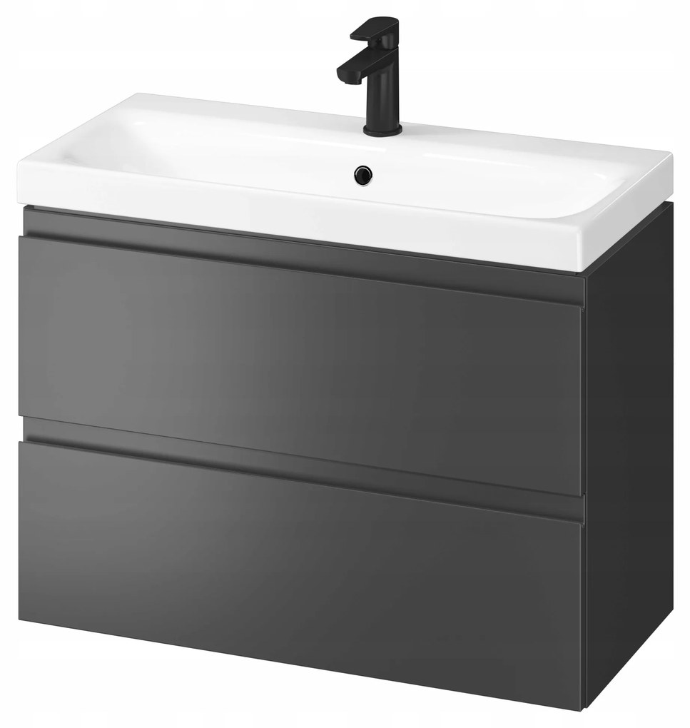Cersanit Moduo SET, závesná skrinka 80x45x62 cm + umývadlo 80cm, antracitová matná, S801-487-DSM