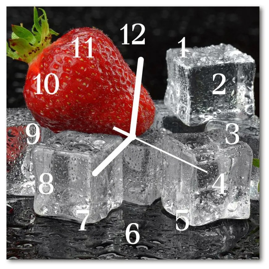 Nástenné sklenené hodiny Jahodová zmrzlina 30x30 cm