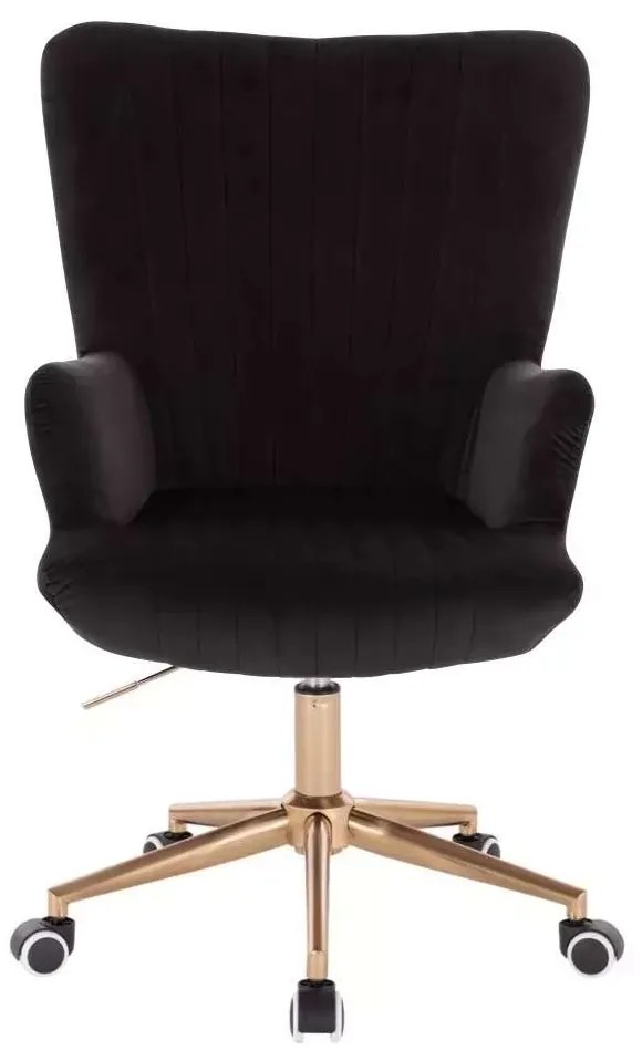 LuxuryForm DESIGN Kreslo AMADEO VELUR na zlatej podstave s kolieskami - čierne
