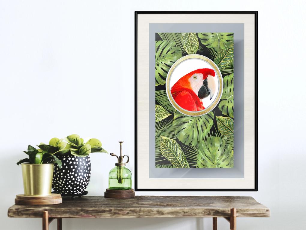 Artgeist Plagát - Parrot In The Jungle [Poster] Veľkosť: 40x60, Verzia: Čierny rám