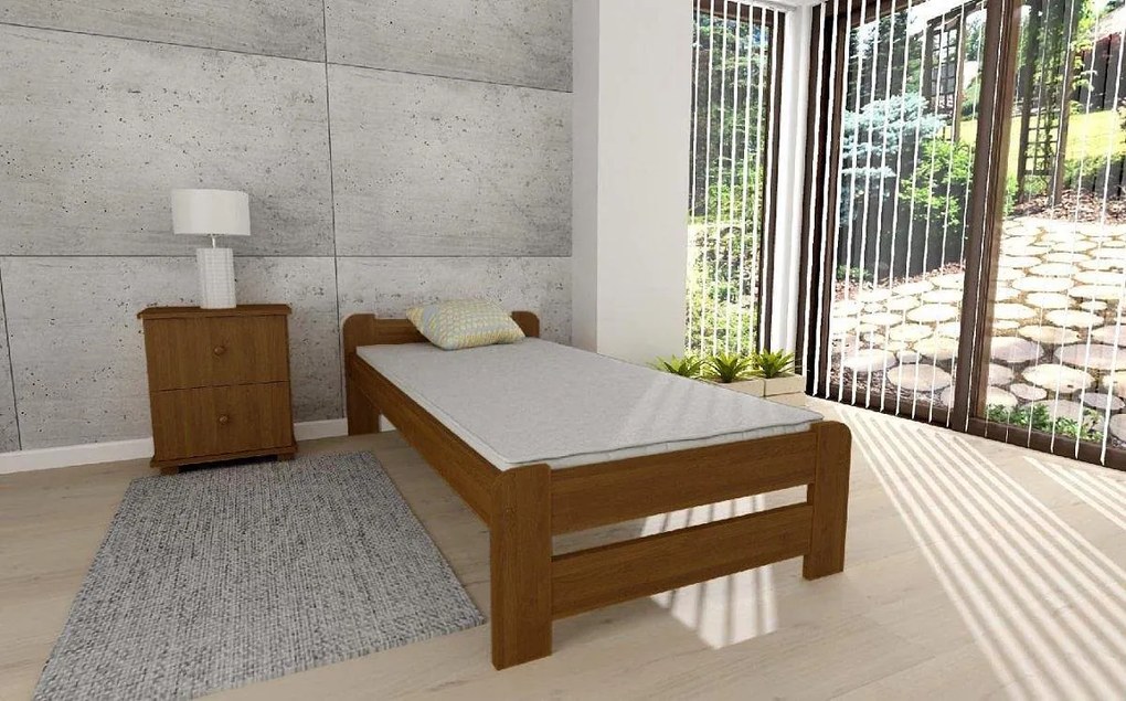 ComfortMatrace Zvýhodnený set; MATRACE+Posteľ z masívu borovice MONIKA+rošt ZADARMO Rozměr: 90x200 cm, Barva: orech, Model matrace: GOLTEX 15cm