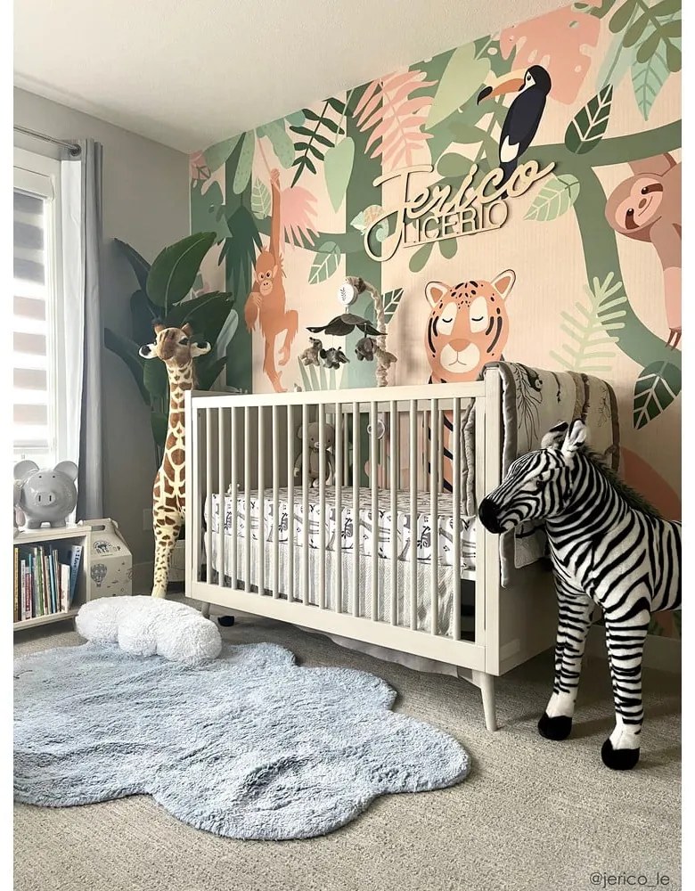 Svetlomodrý prateľný ručne tkaný bavlnený detský koberec 110x170 cm Puffy Dream – Lorena Canals