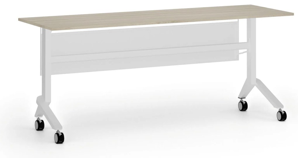 Mobilný stôl PRIMO MOVE, 180x60 cm, biela podnož, dub prírodný