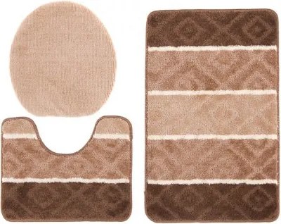Sada kúpeľňových koberčekov MULTI C5132 CAMEL hnedý ROMBY