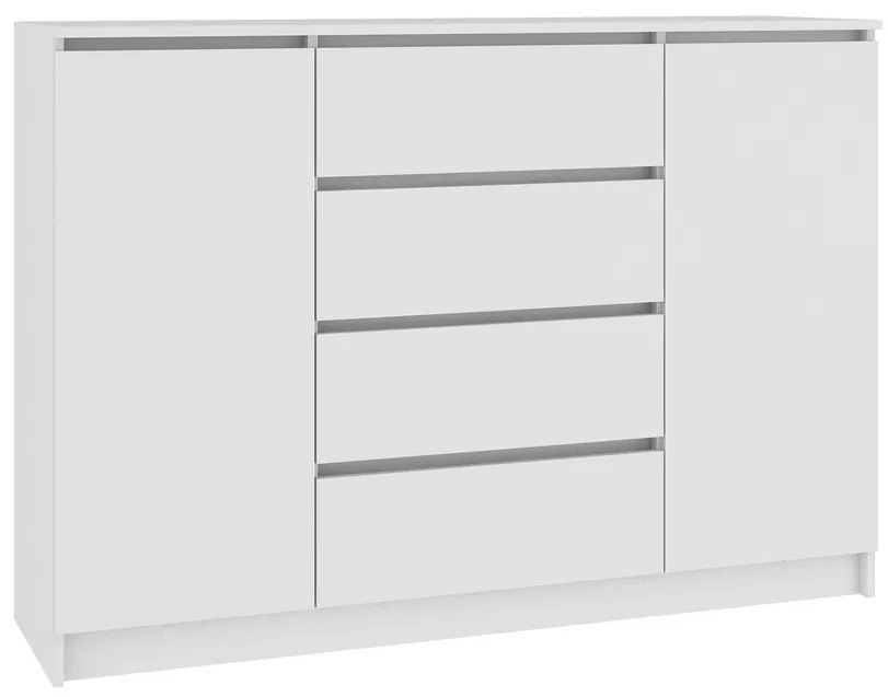 Komoda ARMARIA K140 2D4SZ, 138x99x40, biela/biela lesk