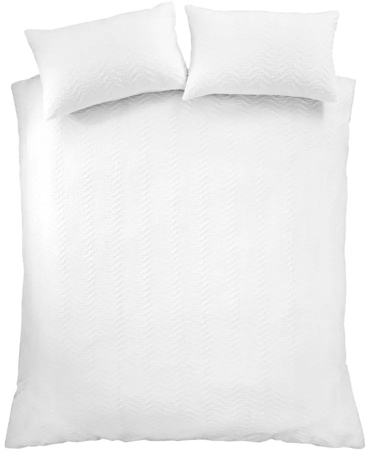 Biele krepové obliečky na jednolôžko 135x200 cm Heatset Wave – Catherine Lansfield