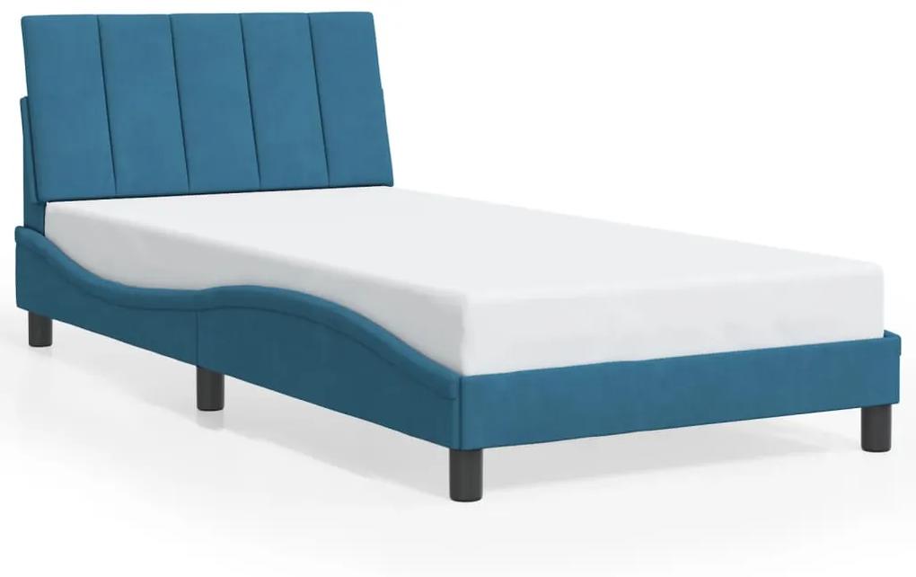 Rám postele s LED svetlami modrý 100x200 cm zamat 3213767