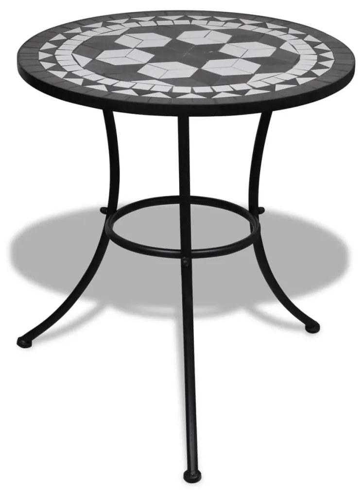vidaXL Bistro stolík, čierno biely 60 cm, mozaikový