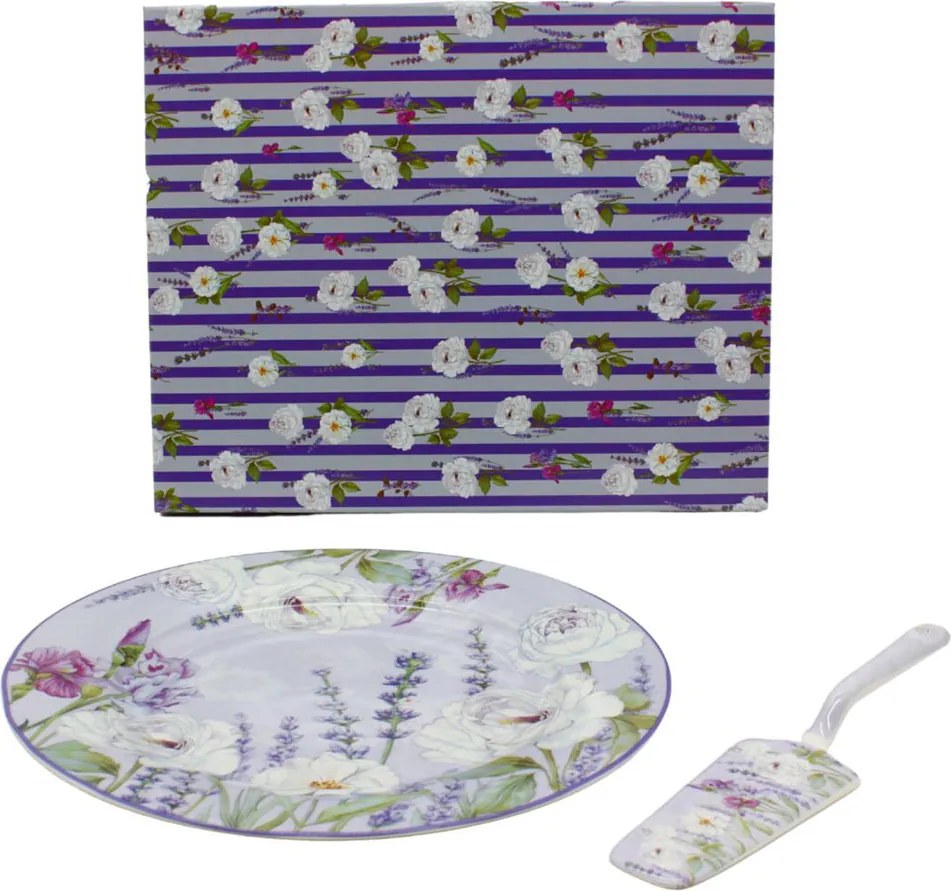 Home Elements Tortový podnos s lyžicou, Levanduľa