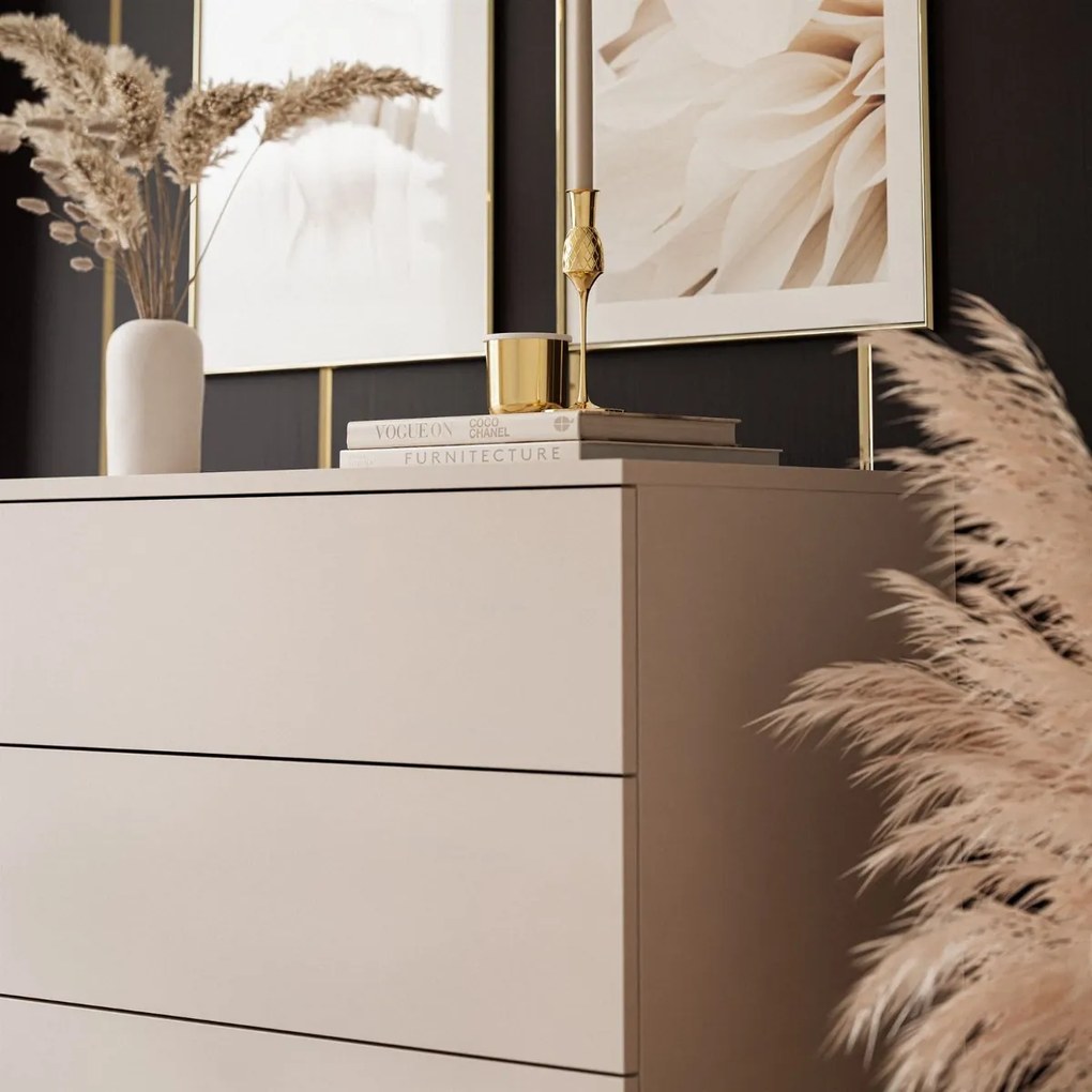 KOMODA MARION 95 cm KAŠMÍR ZLATÉ ÚCHYTKY LED