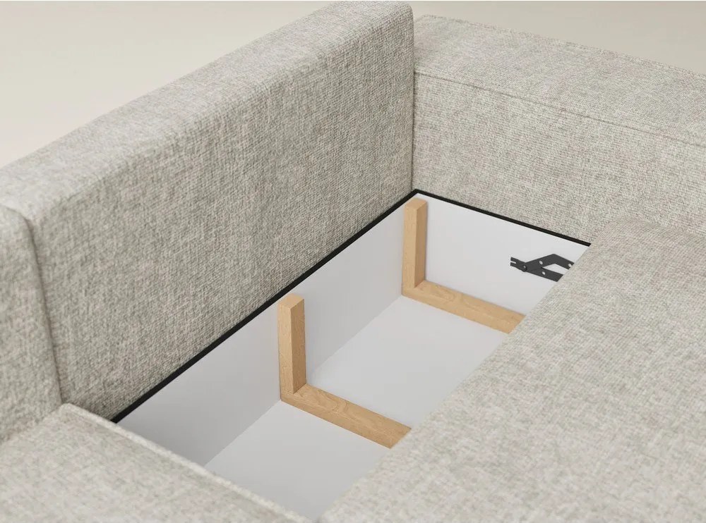 Béžová ženilková rozkladacia/s úložným priestorom rohová pohovka (ľavý roh/do L) Tonga – Maison de Rêve