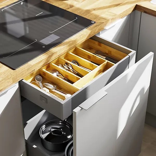 Goodhome Nastaviteľný organizér do zásuvky, príborník - bambusový 29 – 43 x 34 cm