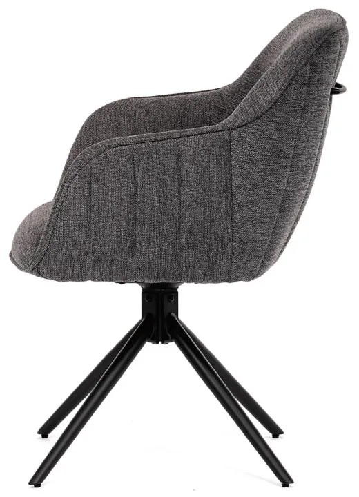 Jedálenská stolička s otočným mechanizmom, tmavo šedá látka