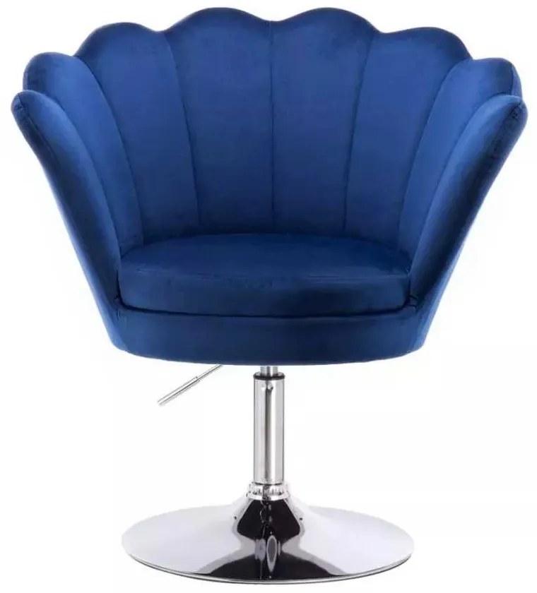 LuxuryForm DESIGN Kreslo FREY VELUR na striebornom tanieri - modré