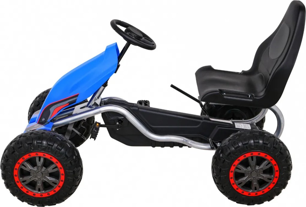 Ramiz Veľká pedálová motokára Silná pre deti Modrá + 100 kg záťaž + EVA kolesá + Ručná brzda + Športové sedadlo