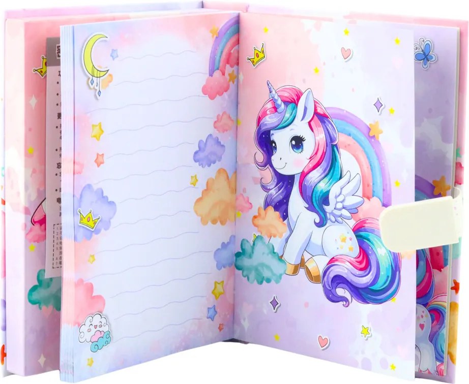 LEAN Toys Roztomilý diár Kódový zápisník Jednorožec Melódie Farebné stránky