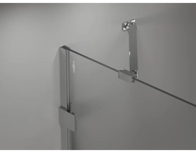 Mexen Lunar, výklopný päťuholníkový sprchový kút pravý 90 x 90 cm, 8mm číre sklo, chrómový profil, 831-090P-090L-01-00-P