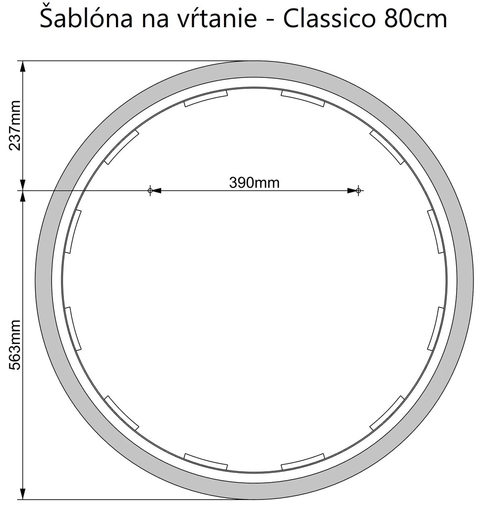 LED zrkadlo okrúhle Classico ⌀80cm teplá biela - wifi aplikácia