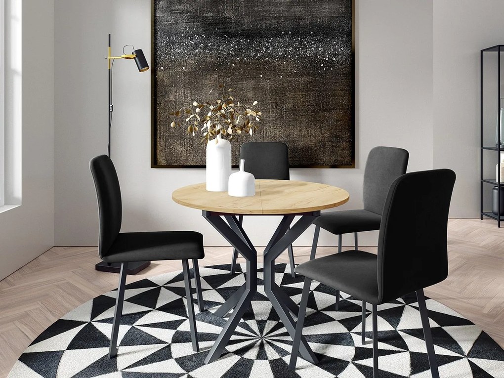 Jedálensky set so 4 stoličkami Kirtore M 90, Farby:: Amor Velvet 4318, Farby:: sivý mramor / čierna