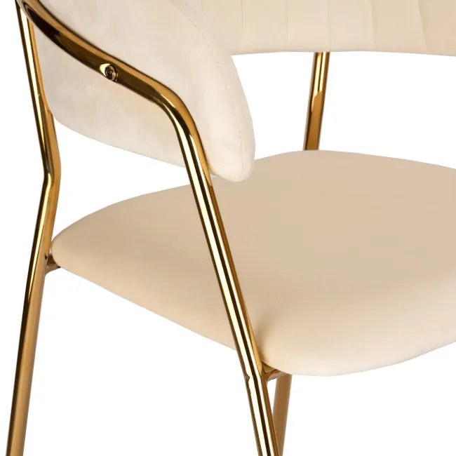 Jedálenská stolička COLIN zamatová, zlatá / béžová