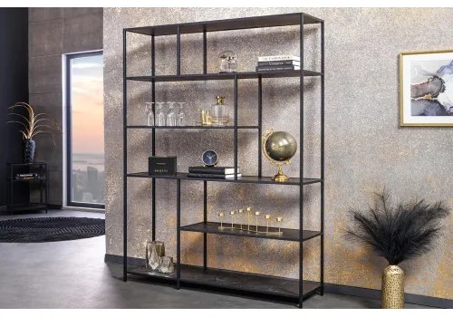 Knižnica/Regál 44322 135cm Slim Line Čierny mramor look - Komfort-nábytok