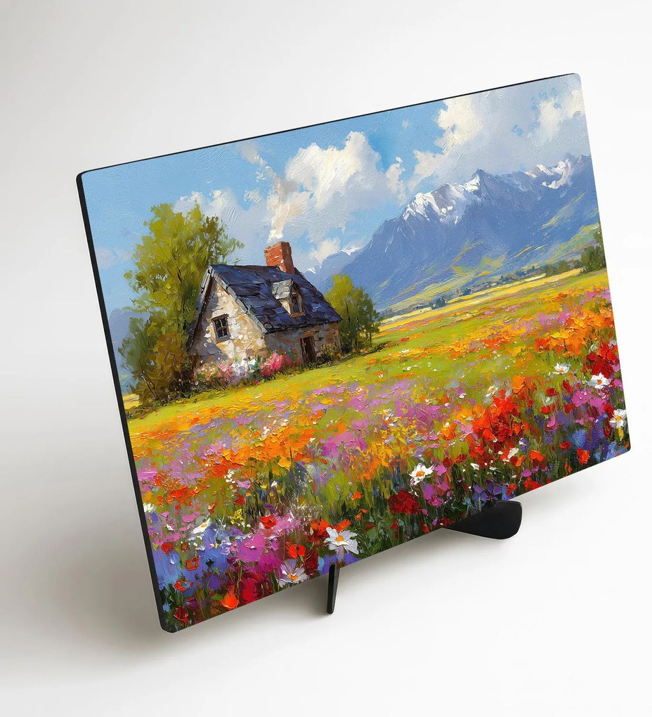 DUBLEZ | Vidiecky obraz na stenu - Domček pri lúke