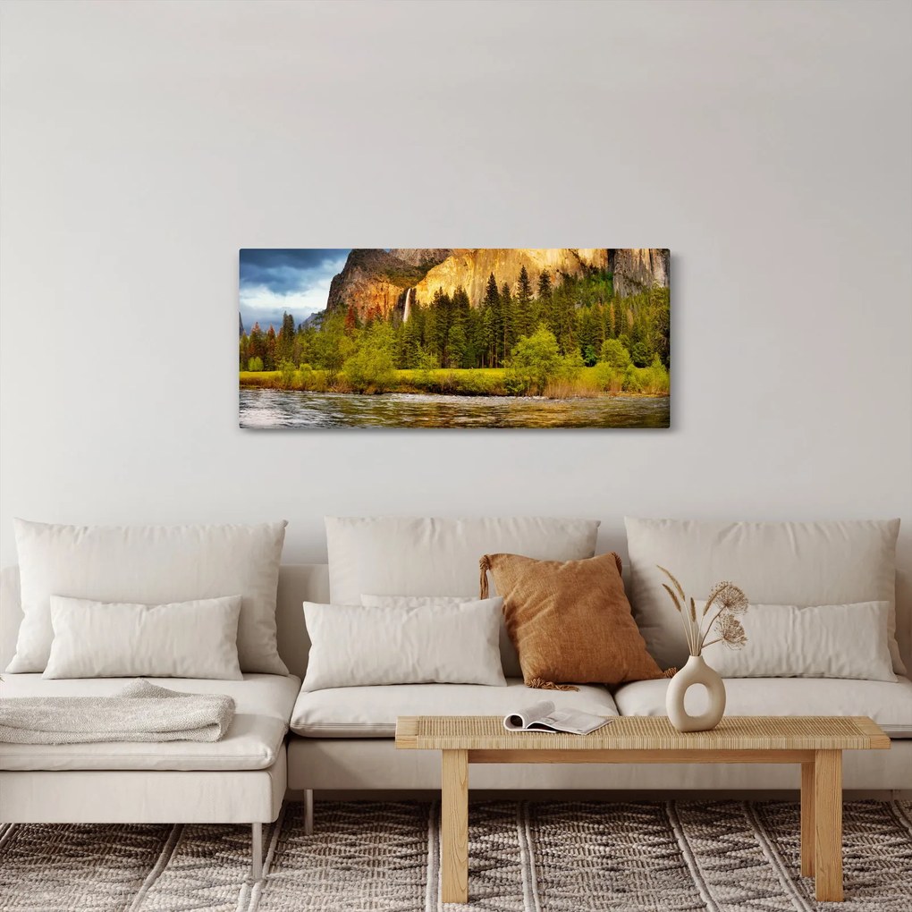 Obraz - Skaly pri jazere (120x50 cm)