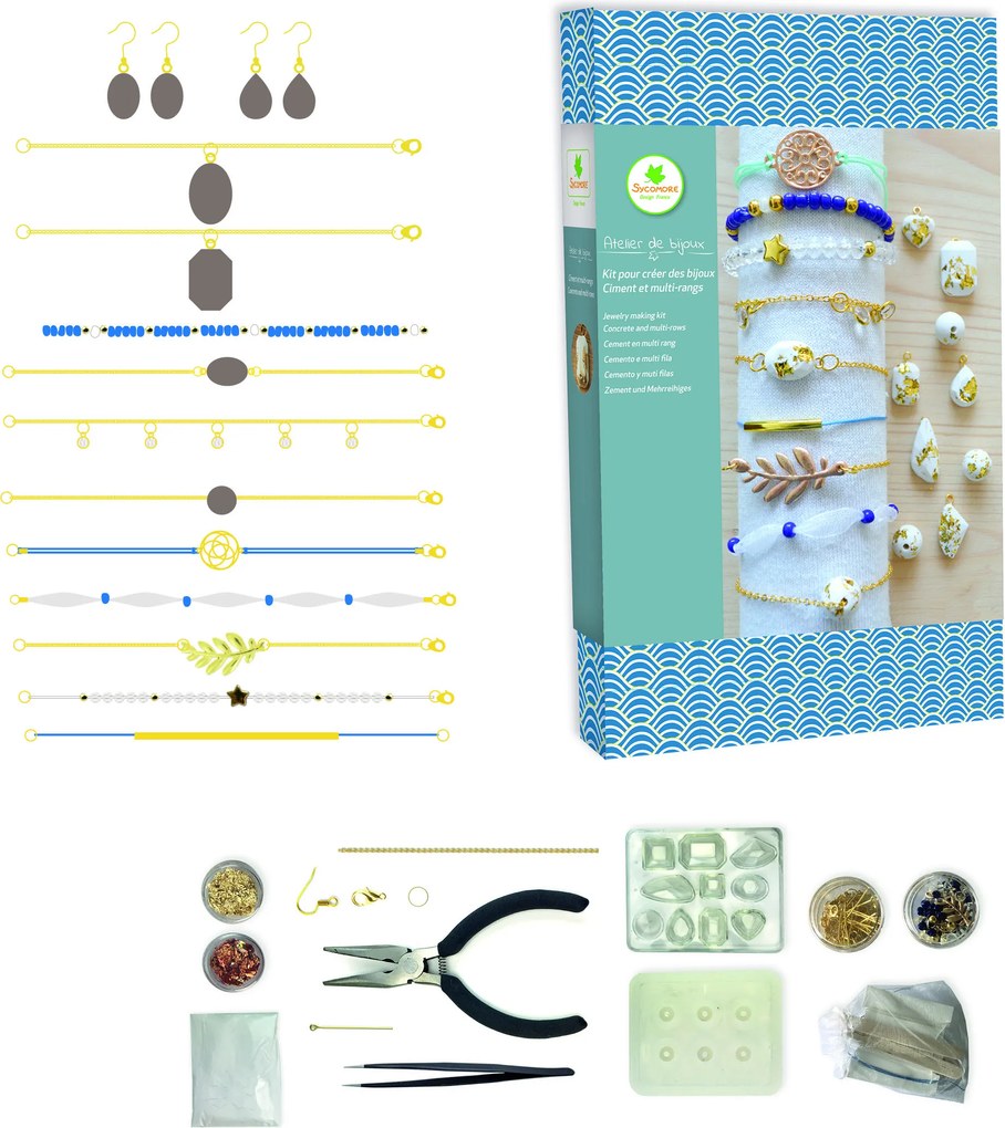 Výroba šperkov - náramky a šperky z cementu a zlatej fólie