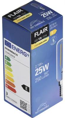 LED žiarovka FLAIR T25 E14 / 2,1 W ( 25 W ) 250 lm 2700 K číra