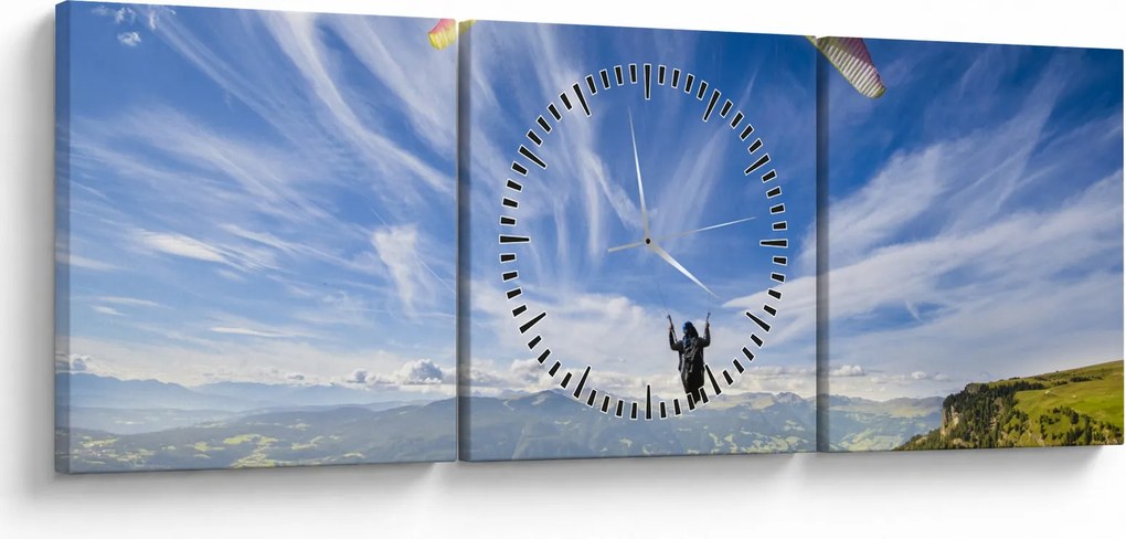 Obraz - Paragliding (s hodinami) (90x30 cm)