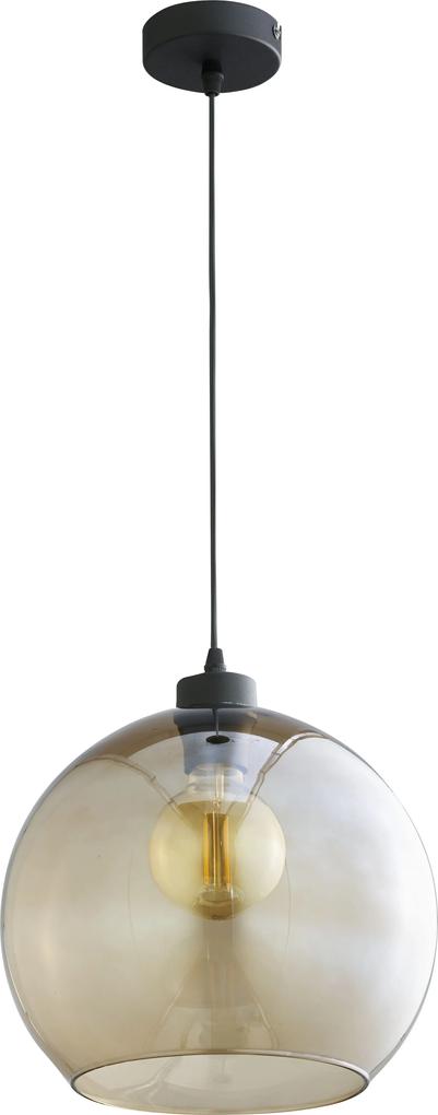 TK-LIGHTING Závesné osvetlenie CUBUS, 1xE27, 60W, 30cm, okrúhle, bronzové sklo