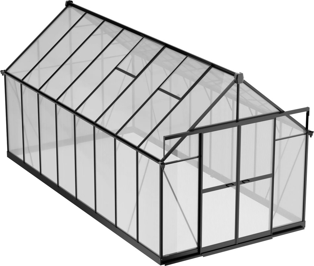 Skleník 240 x 244 x 488 cm, zosilnená konštrukcia, polykarbonát 6 mm