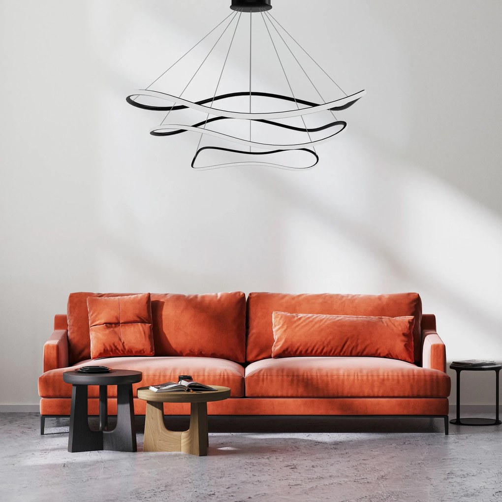 Toolight Toolight, LED závesná lampa 40/60/80cm, 82W, 3000K, LHJ016-CP3, čierna matná, OSW-50006